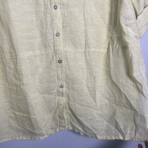NWT Tahari Women's Linen Button Up Tunic Roll Tab Lime Green Sz M Vacation Beach - Picture 5 of 16